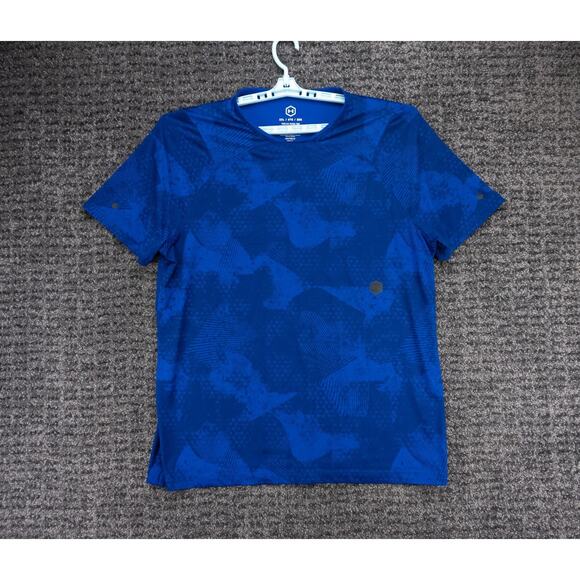 Under Armour Shirt Mens 2XL Fitted Blue Geometric Pattern UA Rush Tee Stretch - Picture 1 of 9
